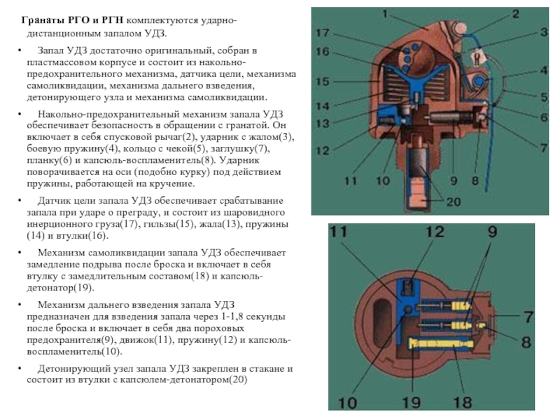 Рго расшифровка. Назначение ударно-дистанционного запала (УДЗ):. Запал ударно-дистанционного действия УДЗ. Граната РГО.РГН. УДЗ РГН.