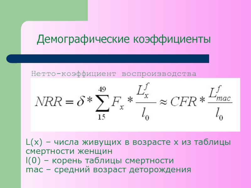 Показатели воспроизводства населения. Нетто-коэффициент воспроизводства. Нетто-коэффициент воспроизводства населения. Демографические коэффициенты. Нетто коэффициент рождаемости.