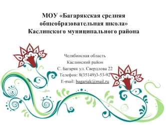 МОУ Багарякская средняя общеобразовательная школаКаслинского муниципального района