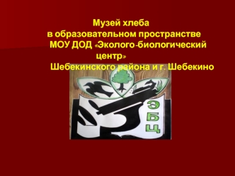 Музей хлеба 
             в образовательном пространстве
                 МОУ ДОД Эколого-биологический центр 
                     Шебекинского района и г. Шебекино