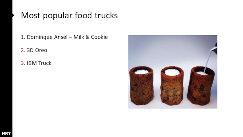 Most popular food trucks Dominque Ansel – Milk & Cookie 3D Oreo  IBM Truck