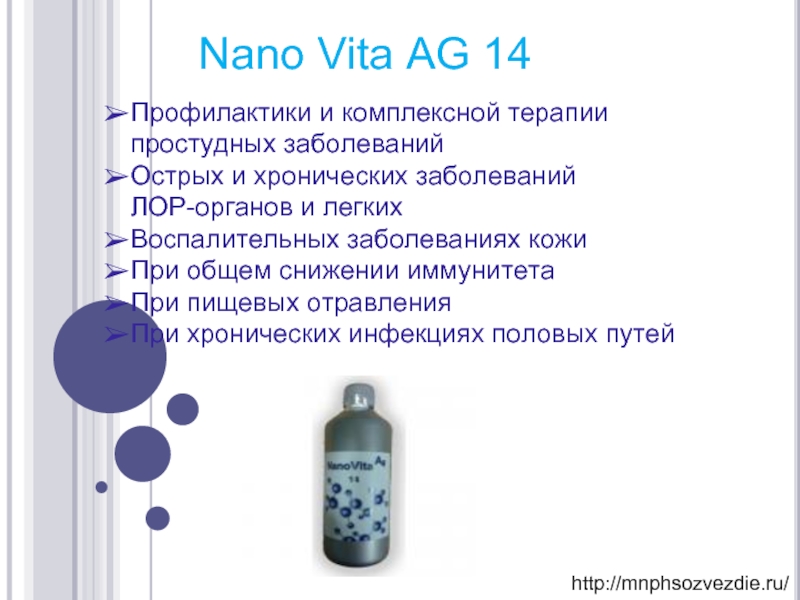 Nano Vita AG 14 Профилактики и комплексной терапии простудных заболеваний Острых и хронических заболеваний  ЛОР-органов и