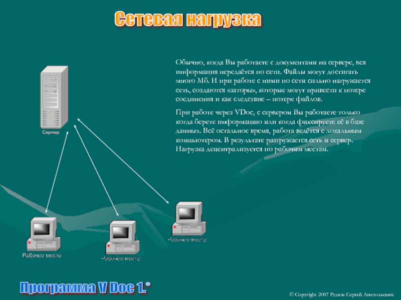 Программа V Doc 1.*Обычно, когда Вы работаете с документами на сервере, вся информация передаётся по