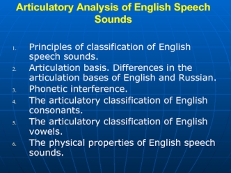 Articulatory Analysis of English Speech Sounds