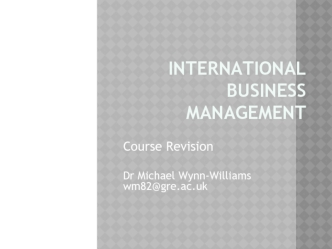 International business management. Course revision