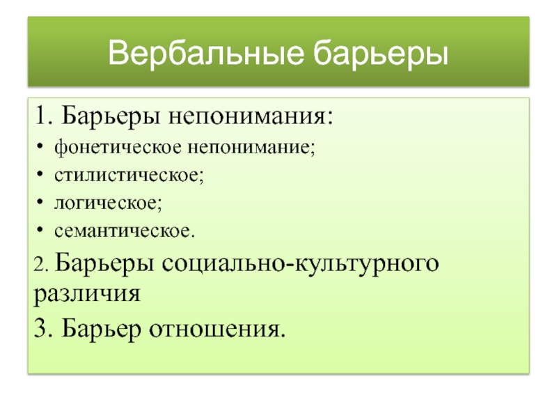 Барьеры непонимания. Барьеры социально-культурного различия. Фонетическое непонимание. Фонетический барьер непонимания. 2.Барьеры социально–культурного различия\.