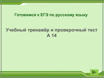 Готовимся к ЕГЭ по русскому языку. Учебный тренажёр и проверочный тест А 14