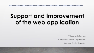 Support and improvement of the web application