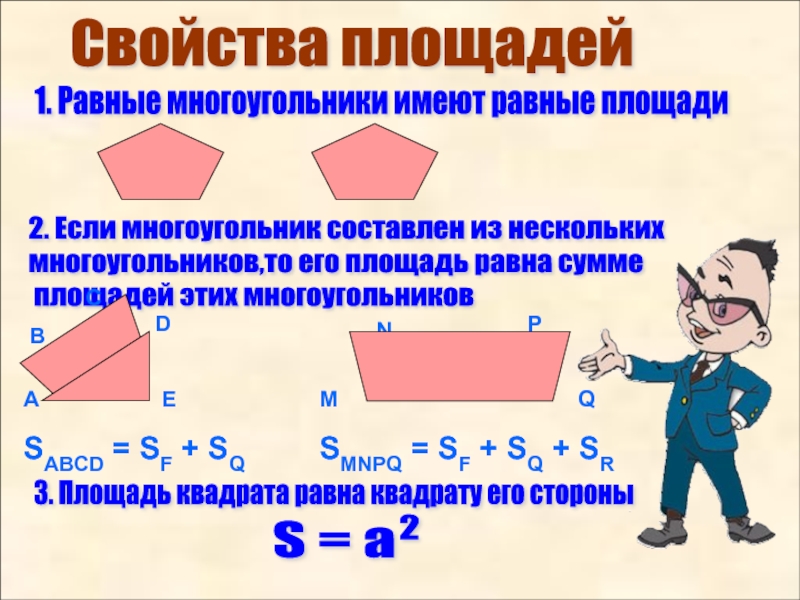 Основные свойства площадей многоугольников