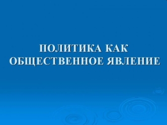 Политика, как общественное явление. (Лекция 2)