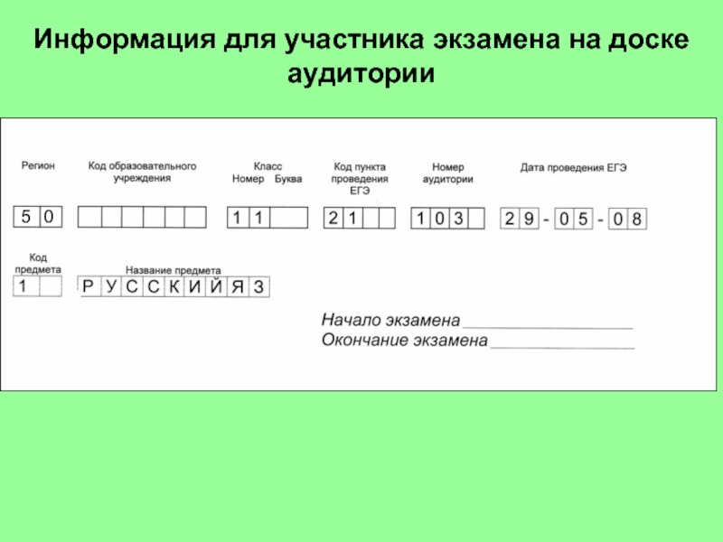 Образец заполнения доски на огэ