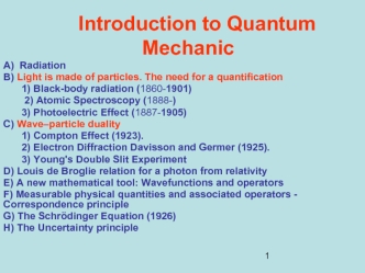 Introduction to Quantum Mechanic