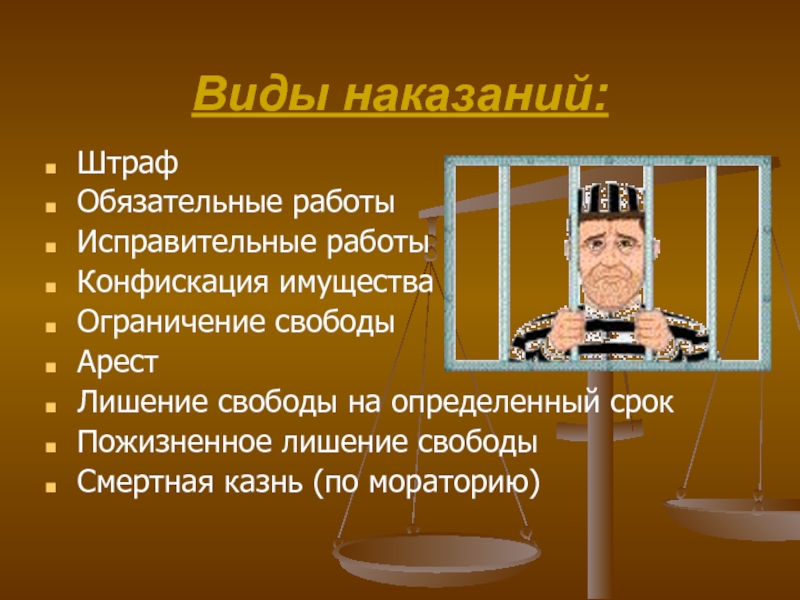 Виды наказаний на работе. Конфискация имущества это вид наказания. Арест штраф лишение свободы на определенный срок. Виды наказаний картинки. Штраф конфискация имущества лишение свободы.