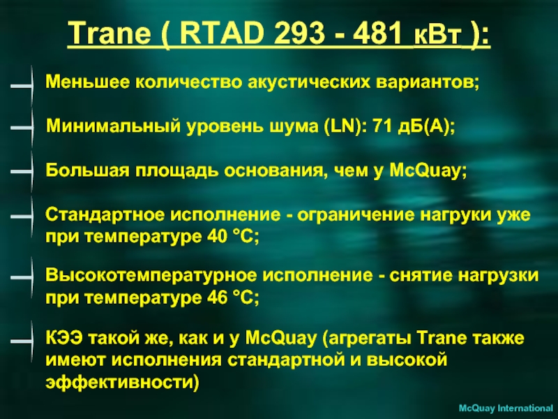 Trane ( RTAD 293 - 481 кВт ): McQuay International