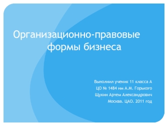 Организационно-правовые     формы бизнеса