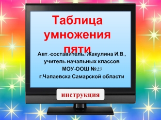 Таблица умножения пяти