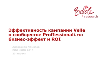 Эффективность кампании Velle в сообществе Proffessionali.ru: бизнес-эффект и ROI