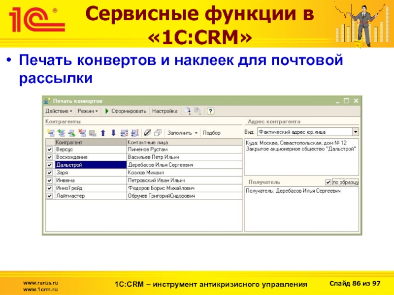 Сервисные функции. CRM печати. 