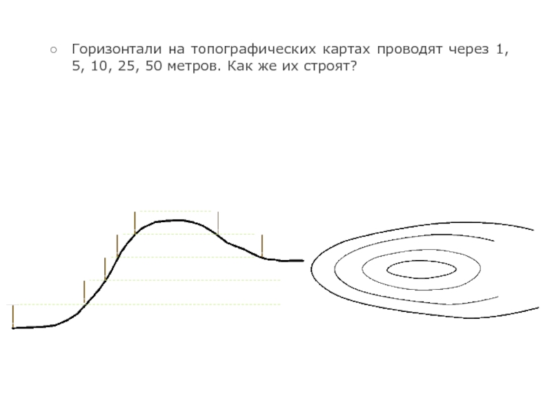 Сколько горизонталей. Горизонтали на топографической карте. Горизонтали на картах проводят через. Пунктирные горизонтали на топографической карте. Горизонтали на топографической карте проводятся через метров.