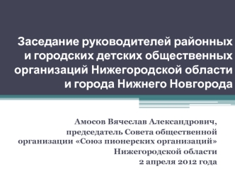 Заседание руководителей районных и городских детских общественных организаций Нижегородской области и города Нижнего Новгорода
