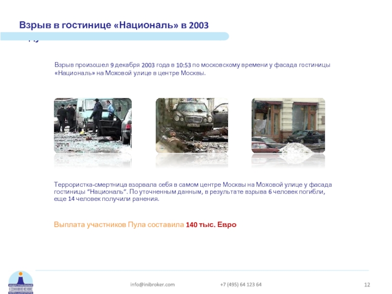 Взрыв в гостинице «Националь» в 2003 году Террористка-смертница взорвала себя в самом центре Москвы на Моховой улице
