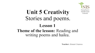 Reading and writing poems and haiku. Lesson 1