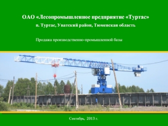 Продажа производственно-промышленной базы. Лесопромышленное предприятие Туртас