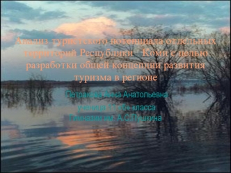 Анализ туристского потенциала отдельных территорий Республики   Коми с целью разработки общей концепции развития туризма в регионе