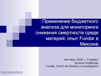 Применение бюджетного анализа для мониторинга снижения смертности среди матерей: опыт Fundar в Мексике