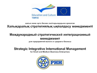 Strategic Integrative International Management 
for Small and Medium Business Enterprises