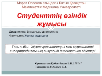 Жүрек қарыншалары мен жүрекшелері гипертрофиясының визуальді диагностика әдістері