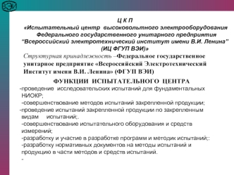 Структурная принадлежность –Федеральное государственное унитарное предприятие Всероссийский Электротехнический Институт имени В.И. Ленина (ФГУП ВЭИ)