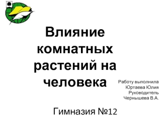 Влияние комнатных растений на человека