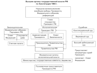 Высшие органы государственной власти РФ по Конституции 1993 г