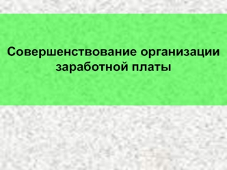 Совершенствование организации заработной платы