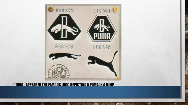 1960 - APPEARED THE FAMOUS LOGO DEPICTING A PUMA IN A JUMP