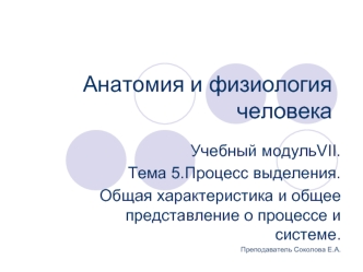 Процесс выделения. Общая характеристика и общее представление о процессе и системе