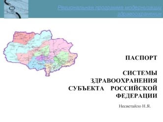 ПАСПОРТ

СИСТЕМЫ    ЗДРАВООХРАНЕНИЯ 
СУБЪЕКТА    РОССИЙСКОЙ ФЕДЕРАЦИИ