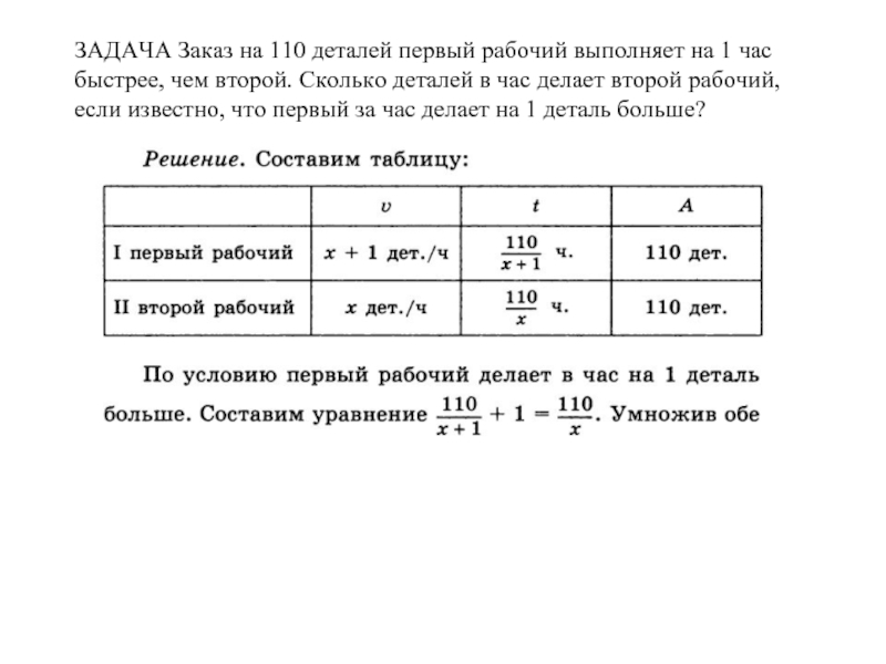 Трое рабочих изготовили 110 деталей первый рабочий