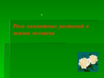 Роль комнатных растений в жизни человека