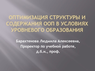 Оптимизация структуры и содержания ООП в условиях уровневого образования