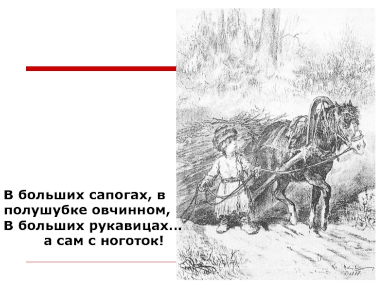 А сам к. А сам с ноготок Некрасов. В больших сапогах в полушубке овчинном. Мужичок с ноготок Некрасов раскраска. В больших рукавицах а сам с ноготок Некрасов.