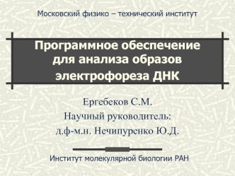 Программное обеспечение для анализа образов электрофореза ДНК