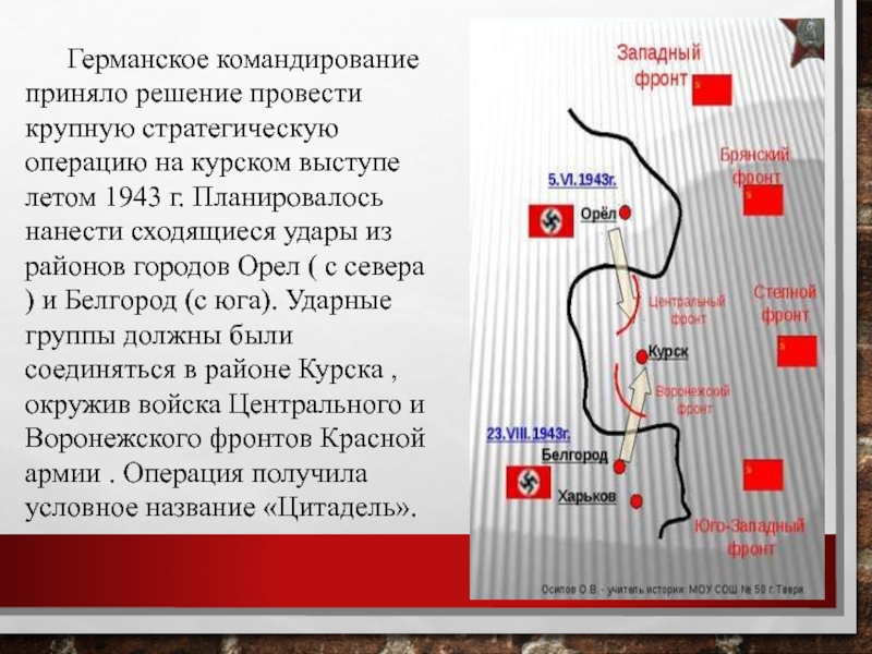 Как назывался план гитлера о взятии курского выступа