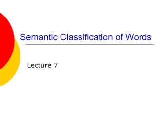 Semantic classification of words