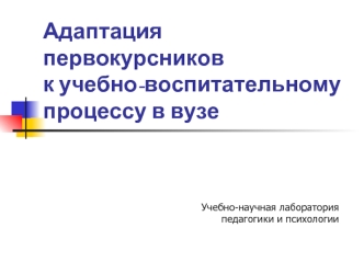 Адаптация первокурсников к учебно-воспитательному процессу в вузе