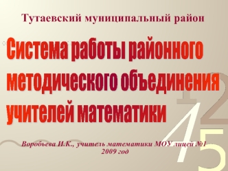 Система работы районного
методического объединения 
учителей математики