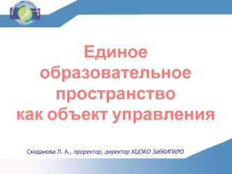 Единое образовательное
пространство
как объект управления