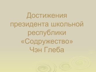 Достижения президента школьной республики Содружество Чэн Глеба