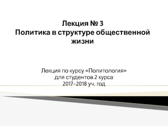 Политика в структуре общественной жизни